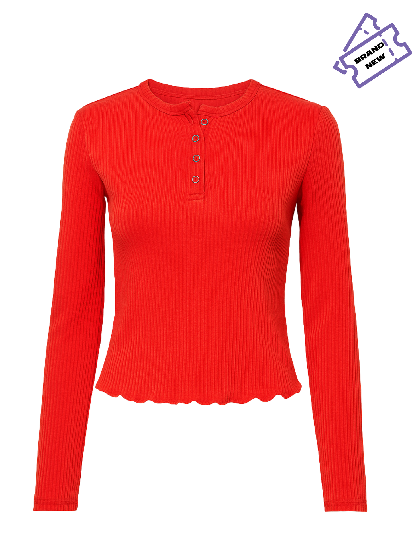 Red Ribbed Basic Top - New Look