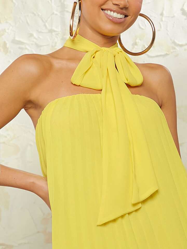 Pleated Halter Dress