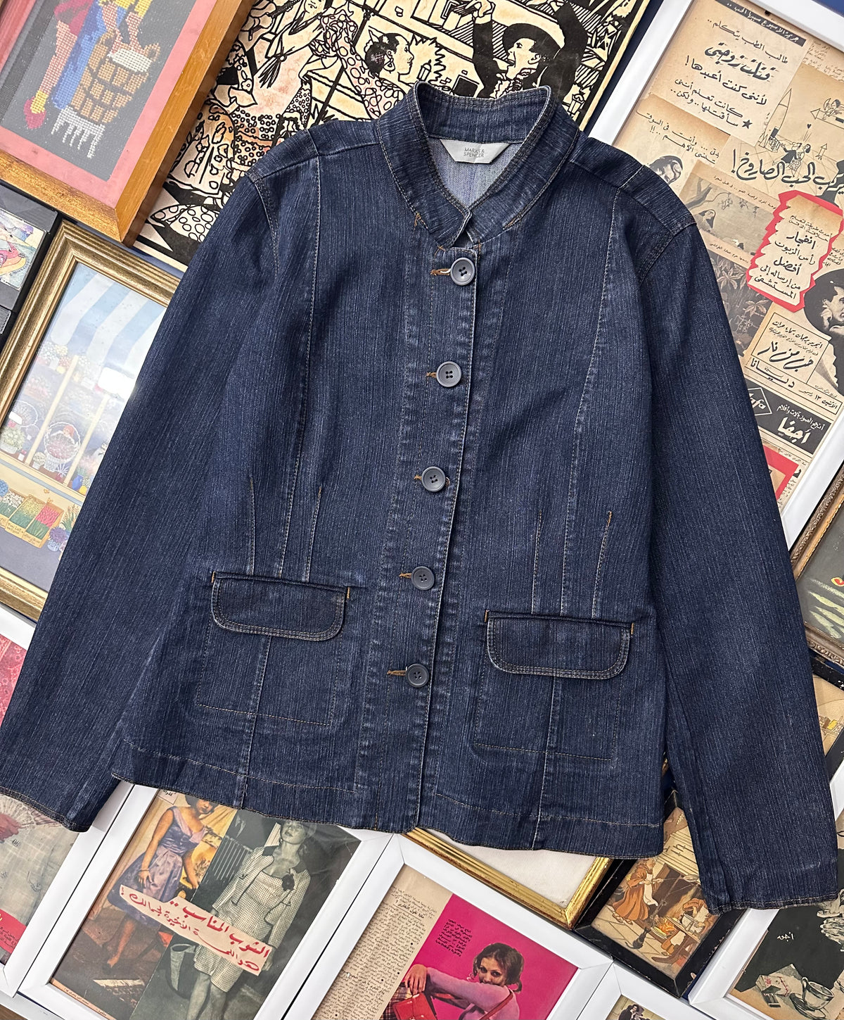 Buttoned Dark Wash Denim (Large)