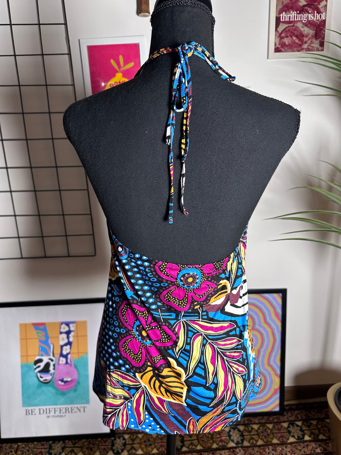 Vibrant Abstract Halter Top (Large)