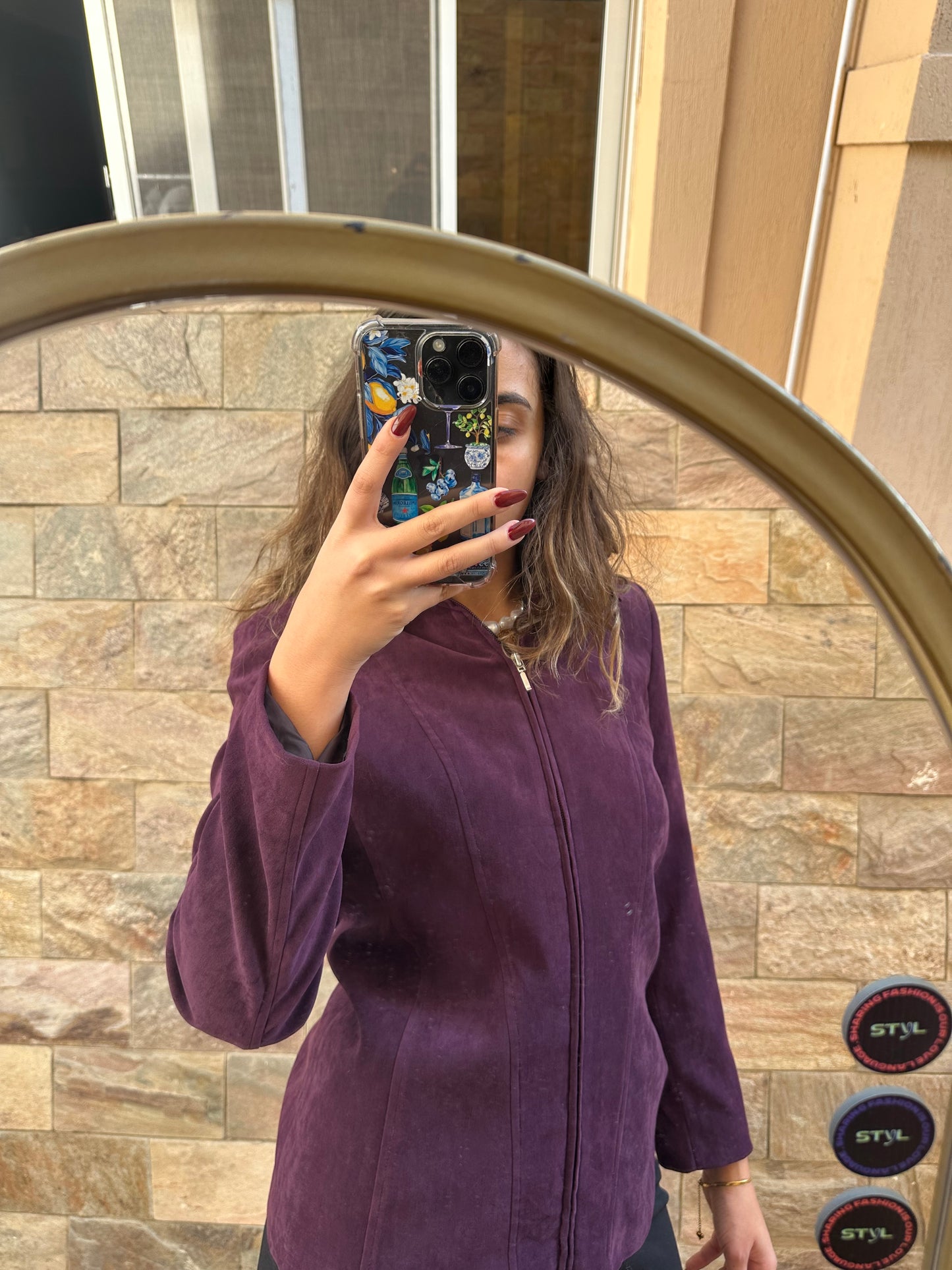 Oversized Purple Suede Jacket (Large)