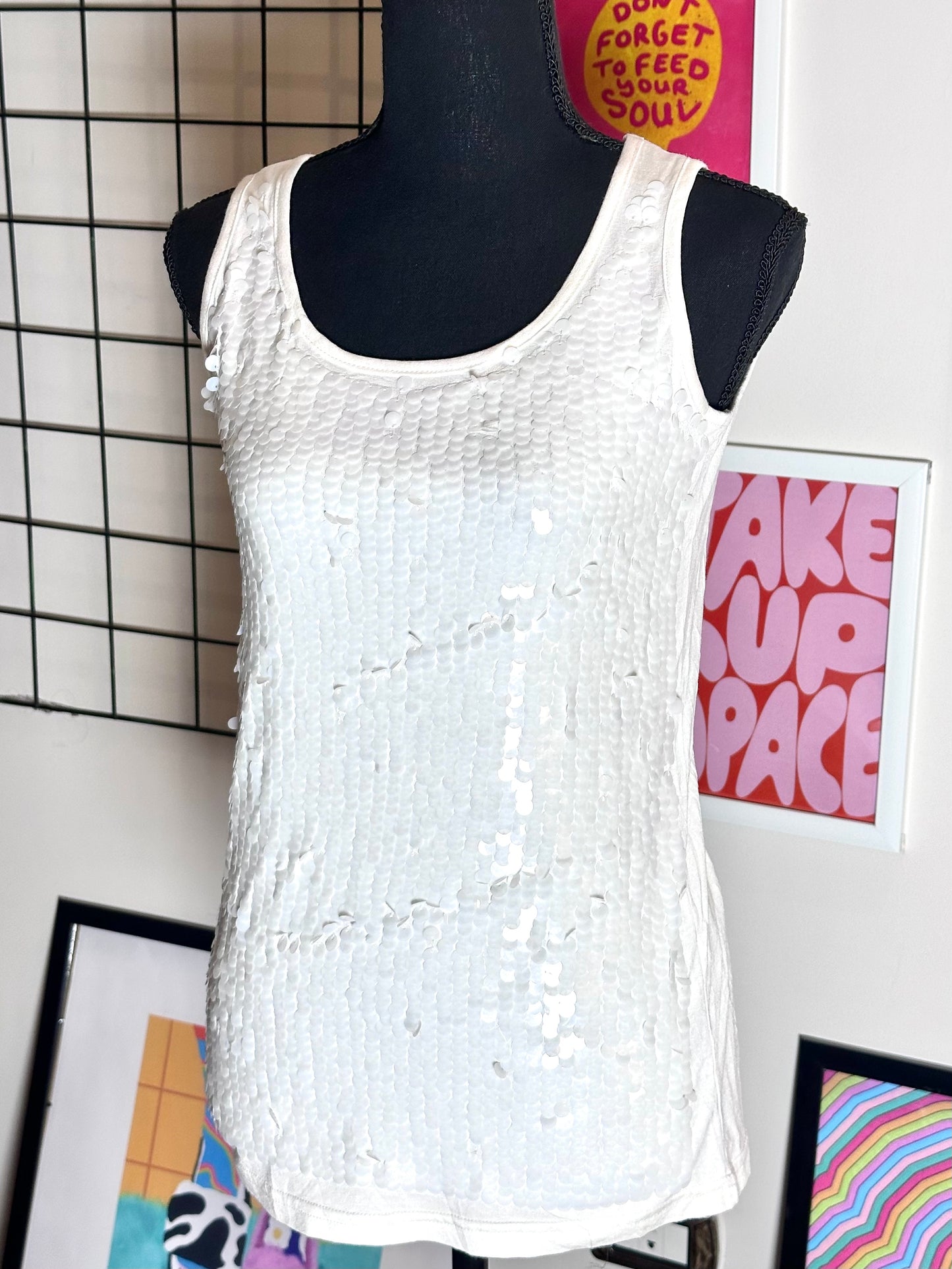 White Sequins Top (Large)