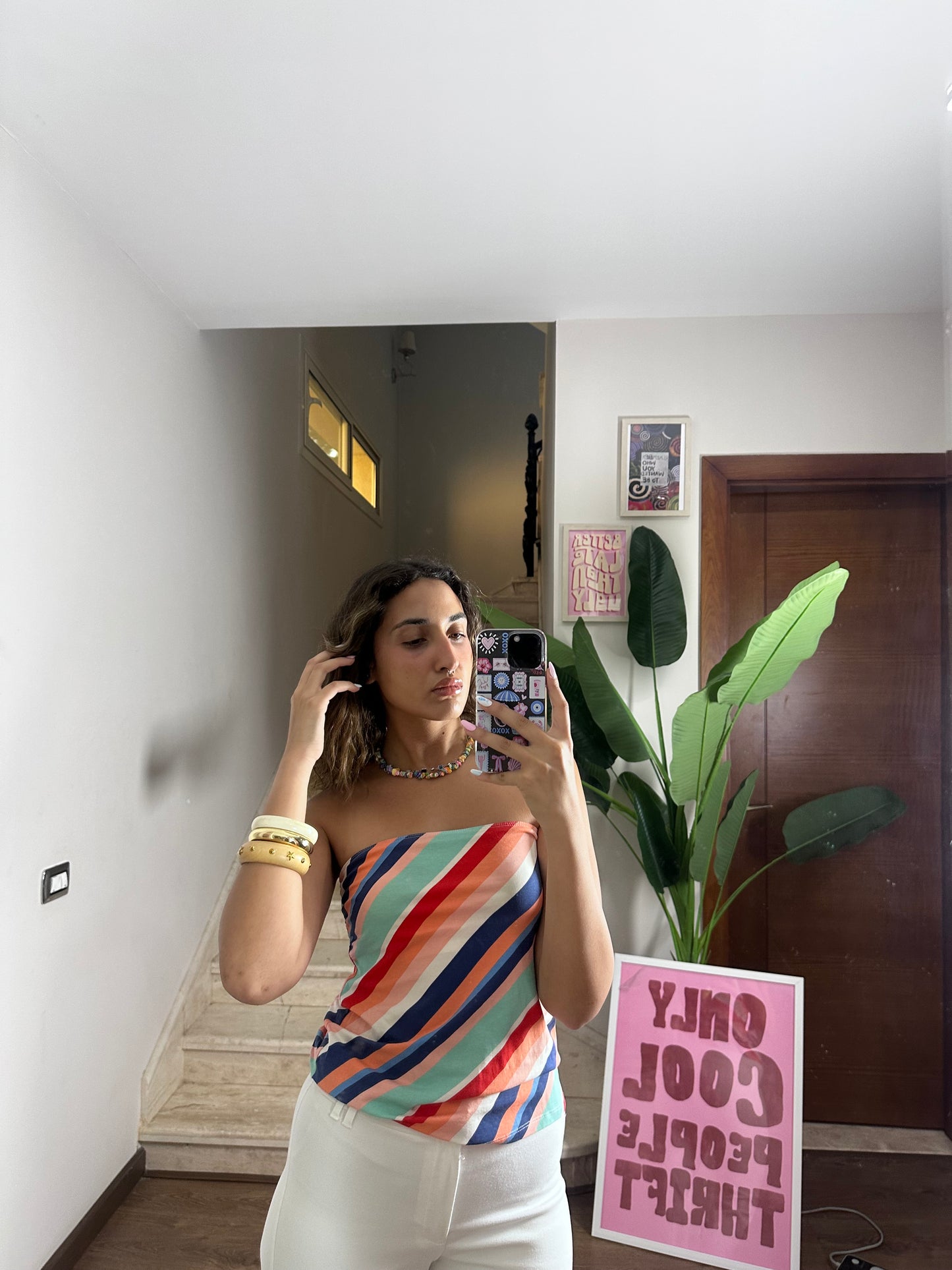 Patterned Asymmetric Tube Top (Large)