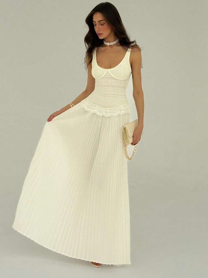 Pleated Lace Dress