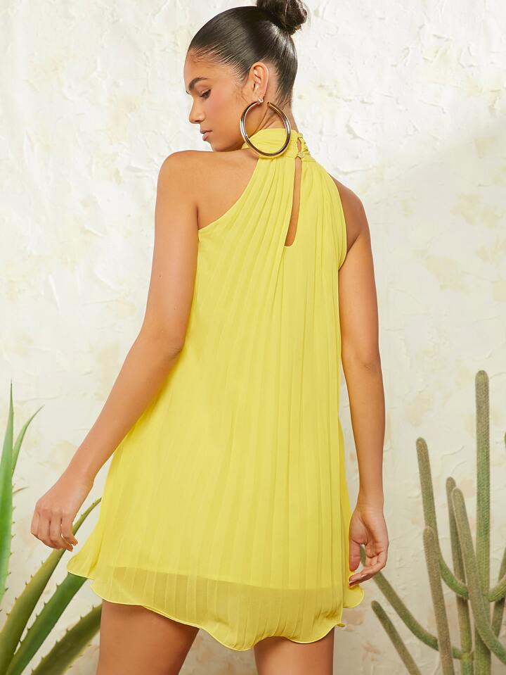 Pleated Halter Dress