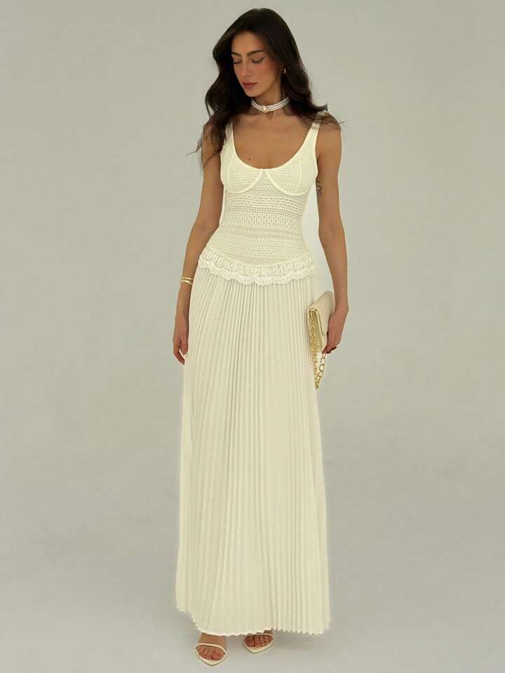 Pleated Lace Dress