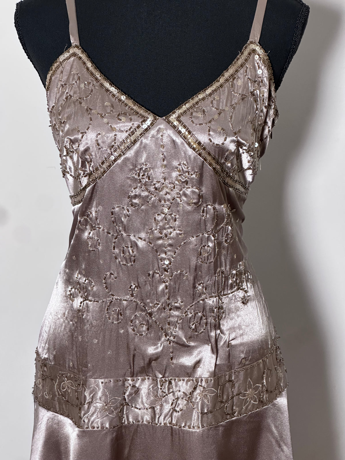Y2K Satin Embroidery Dress (Medium)