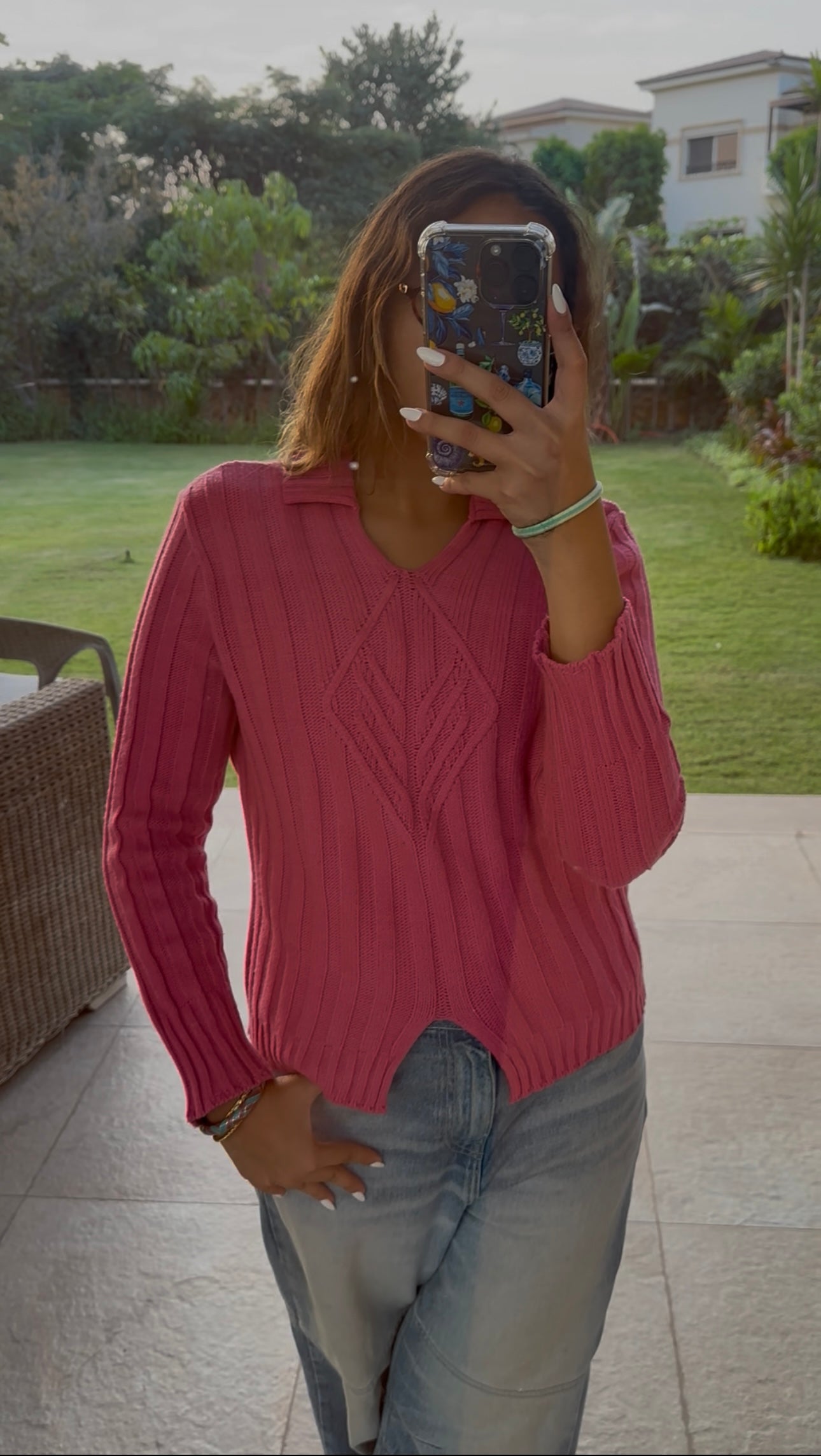 Pink Cable Knit Jumper