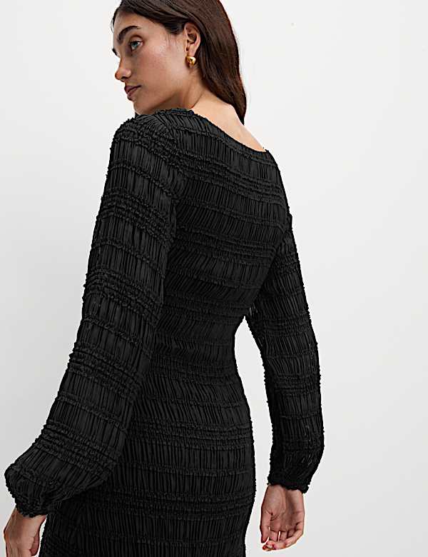 Textured Shirred Mini Dress (Medium)