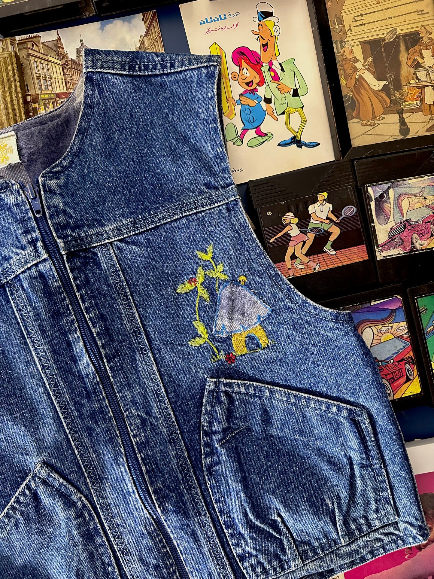 Denim Embroidery Vest (Medium)