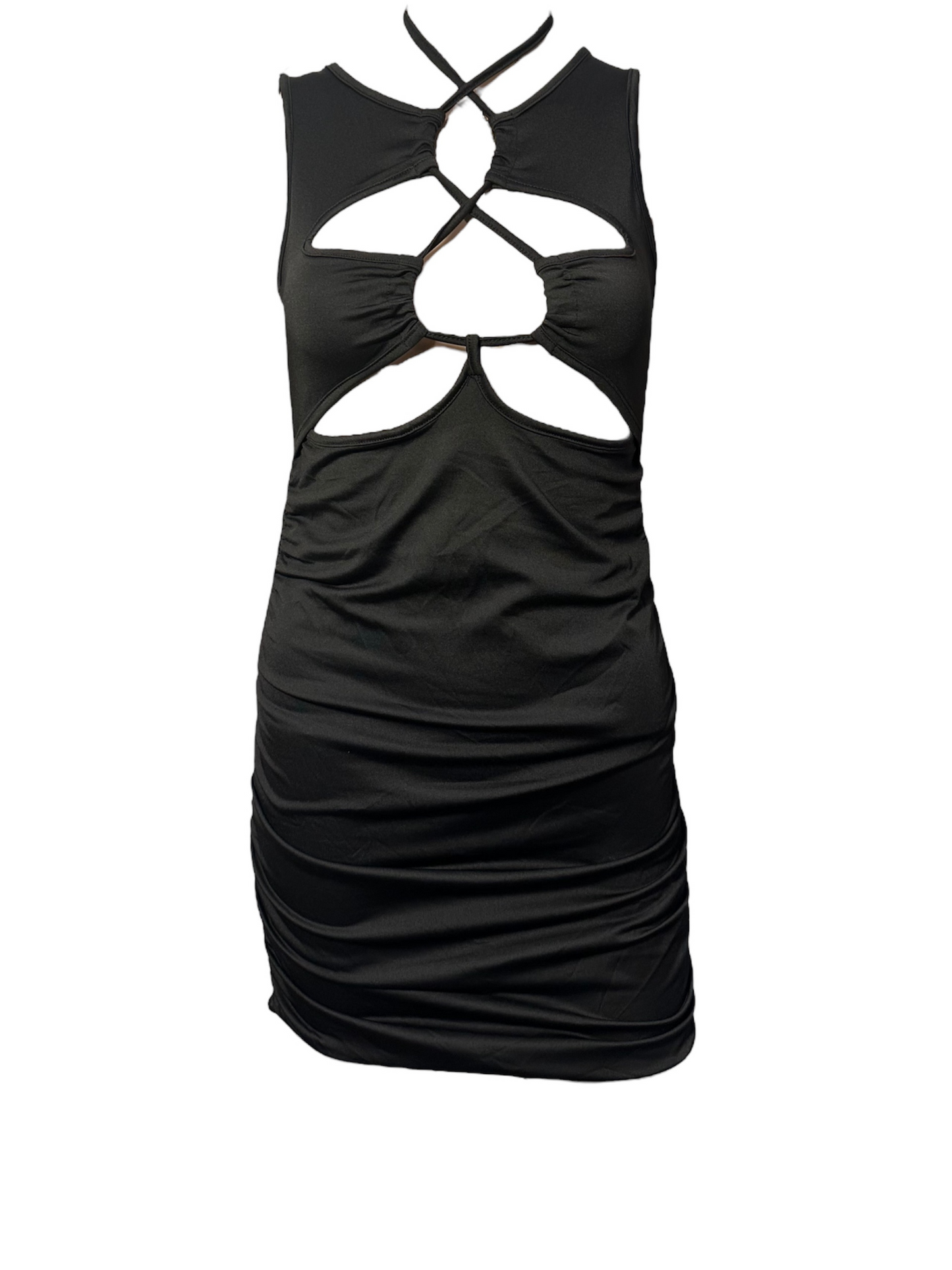Slinky Cut Out Black Dress - Shein
