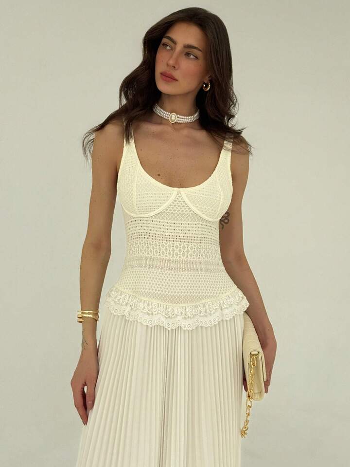 Pleated Lace Dress