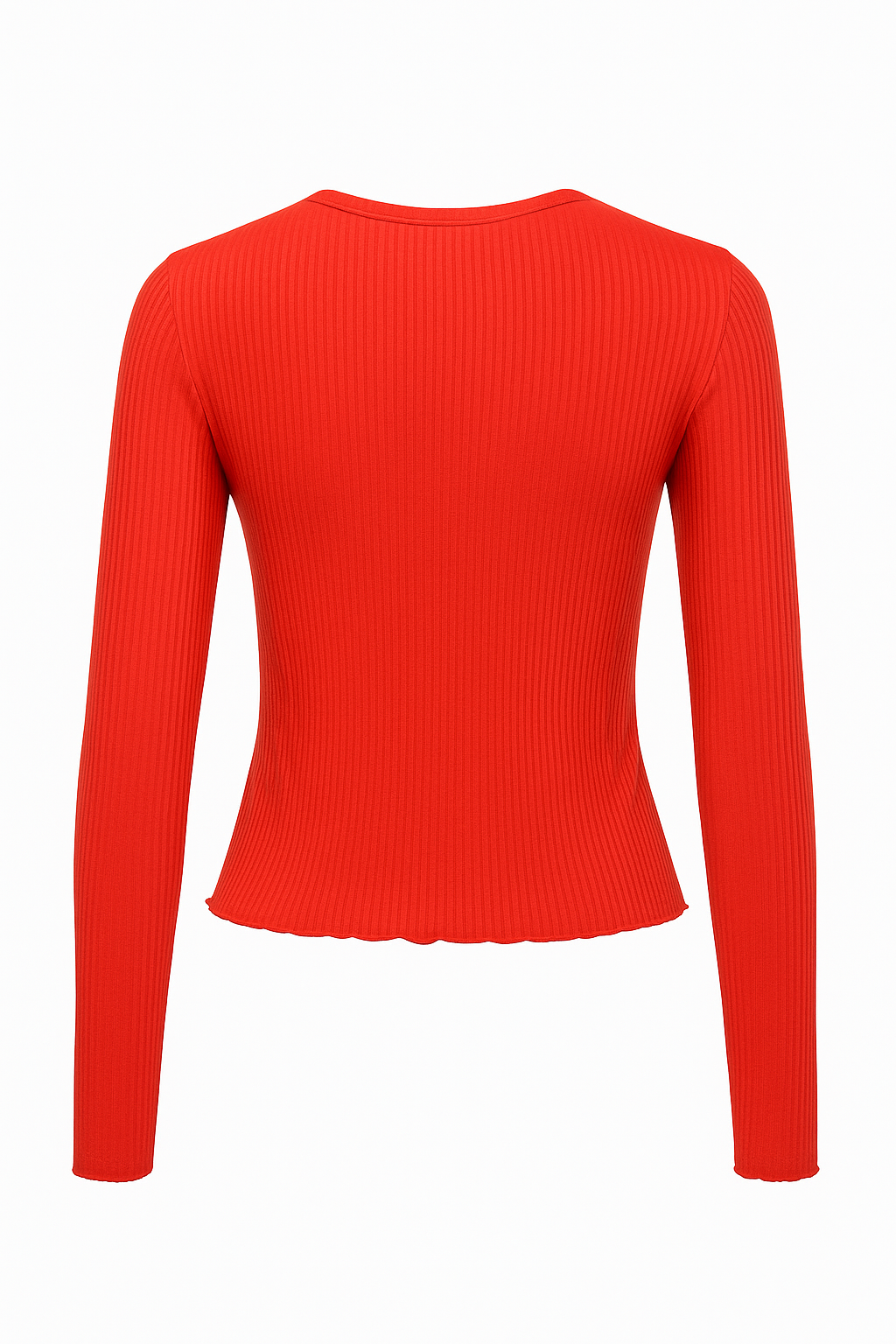 Red Ribbed Basic Top - New Look