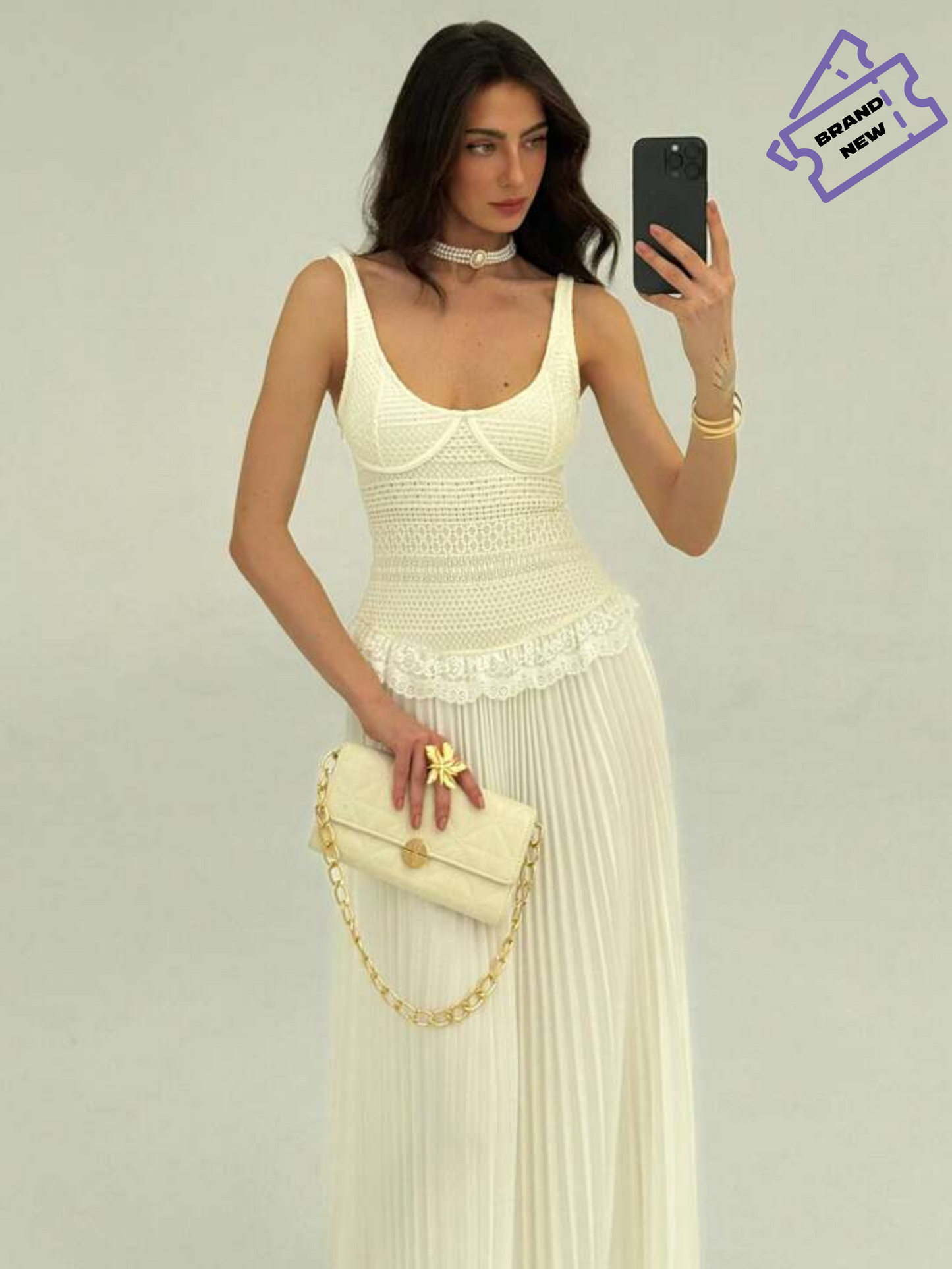Pleated Lace Dress