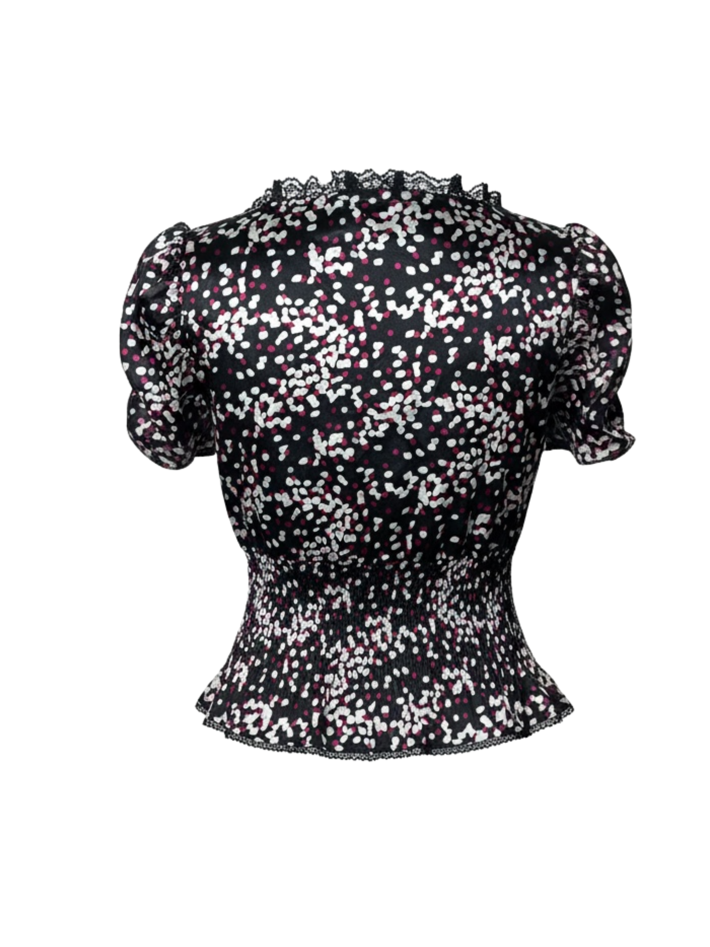Rushed Satin Floral Blouse (Medium)