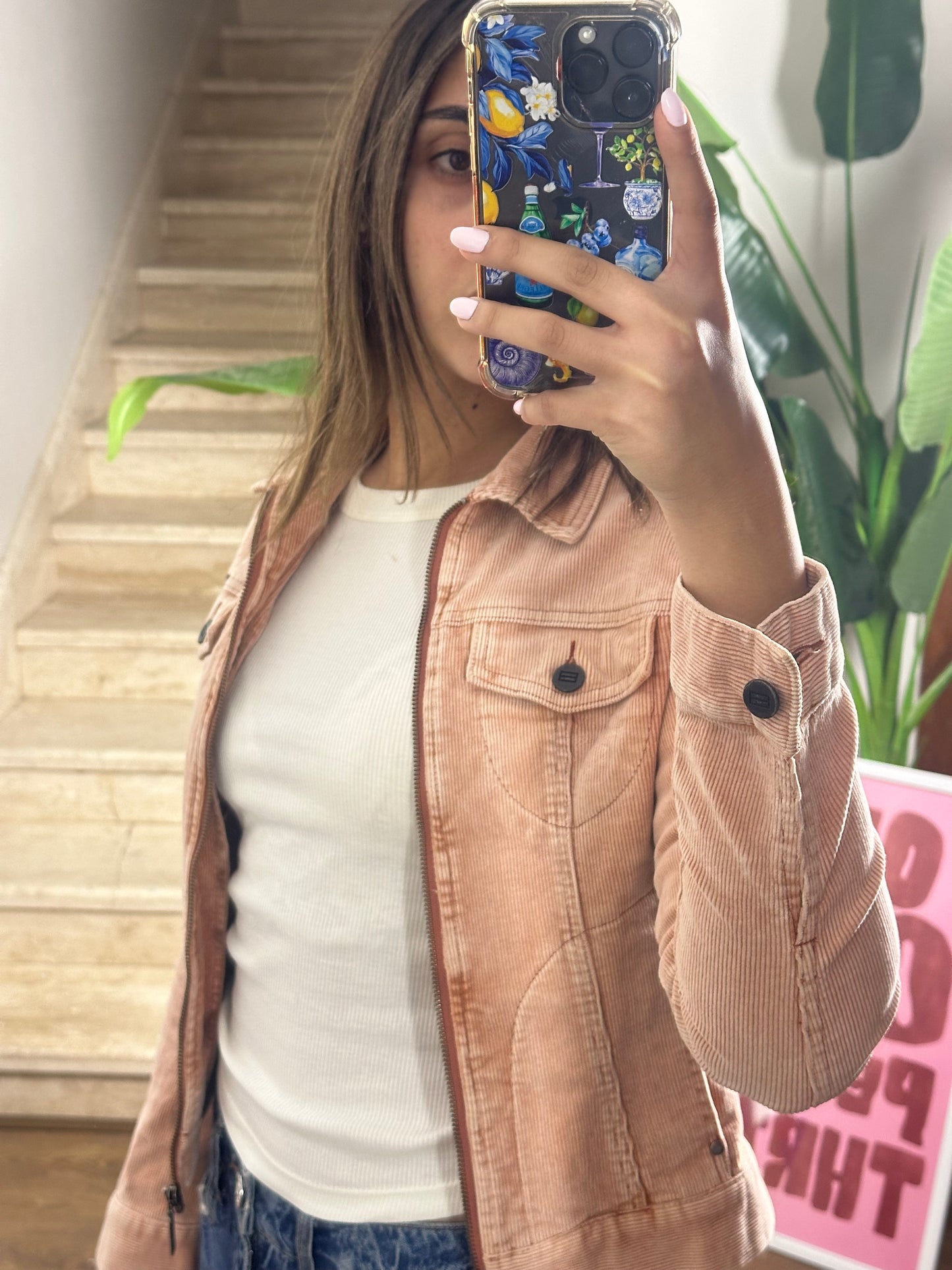 Zip Up Ribbed Jacket (Small)