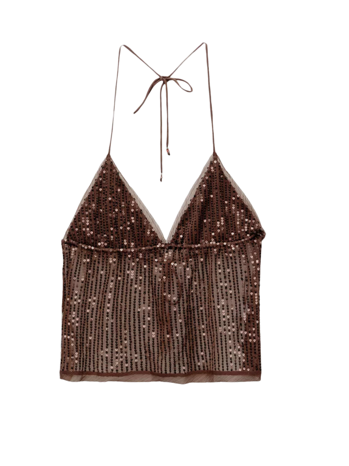 Brown Sequined Top - Pull & Bear