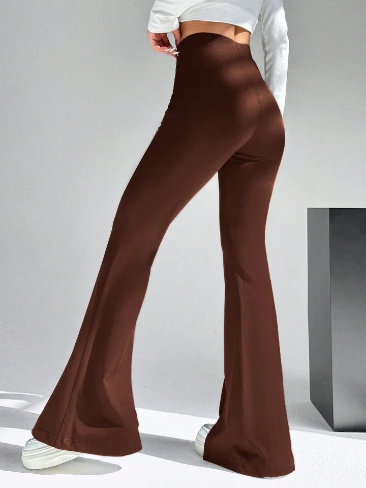 Chocolate Brown Flare Pants - Bershka