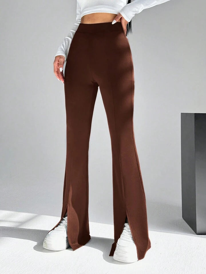 Chocolate Brown Flare Pants - Bershka