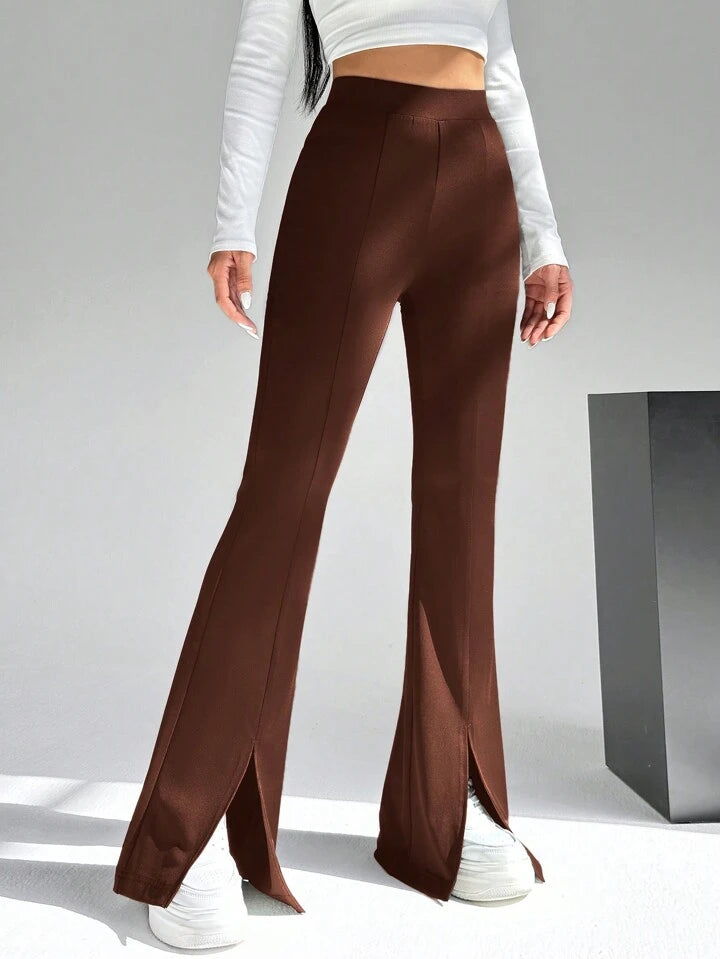 Chocolate Brown Flare Pants - Bershka