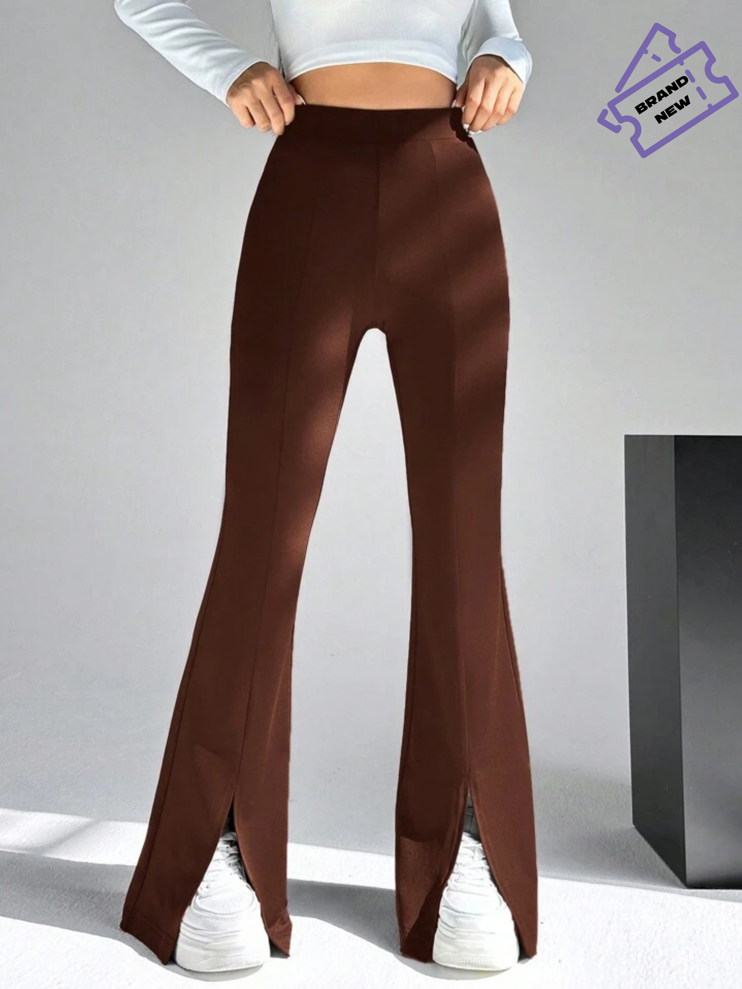 Chocolate Brown Flare Pants - Bershka