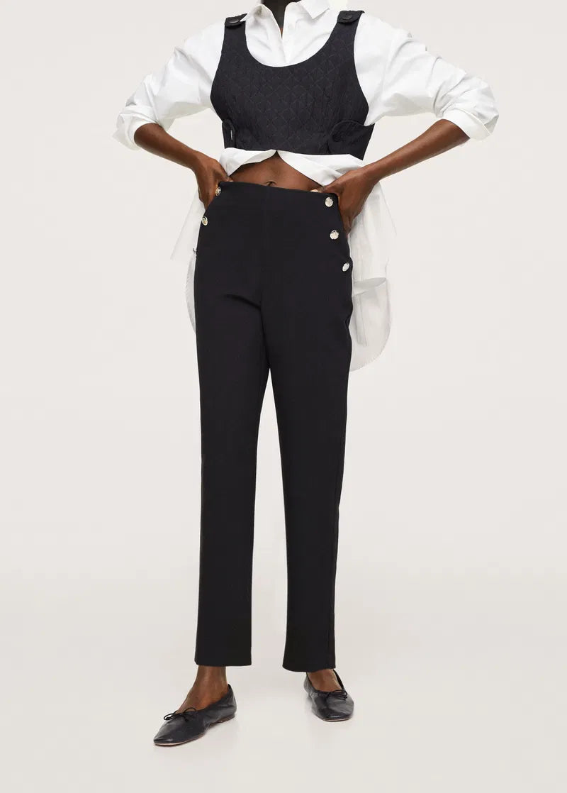Cropped Button Trousers - Mango