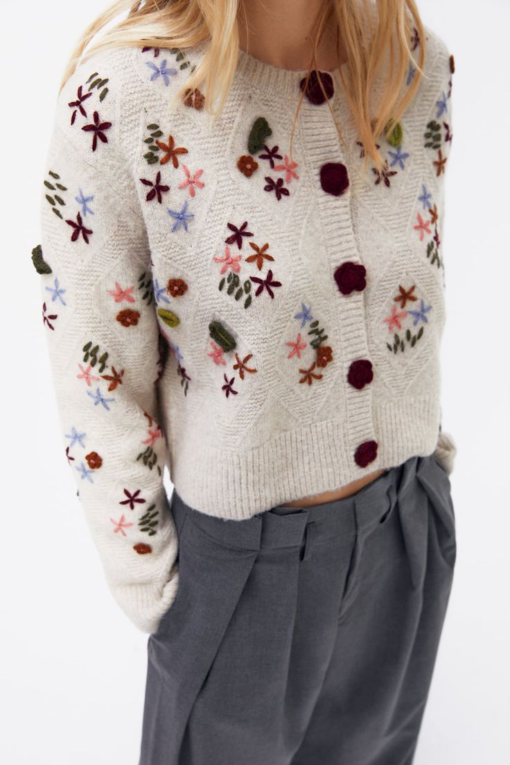 Floral Knit Cardigan - Zara