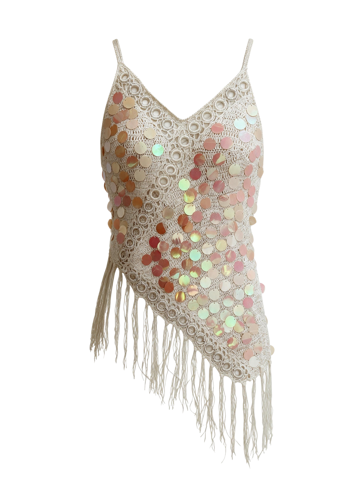 Crochet Sequined Padded Top (Medium)