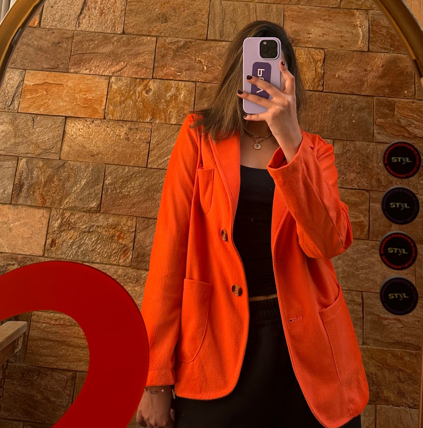 Orange Winter Blazer - Shein