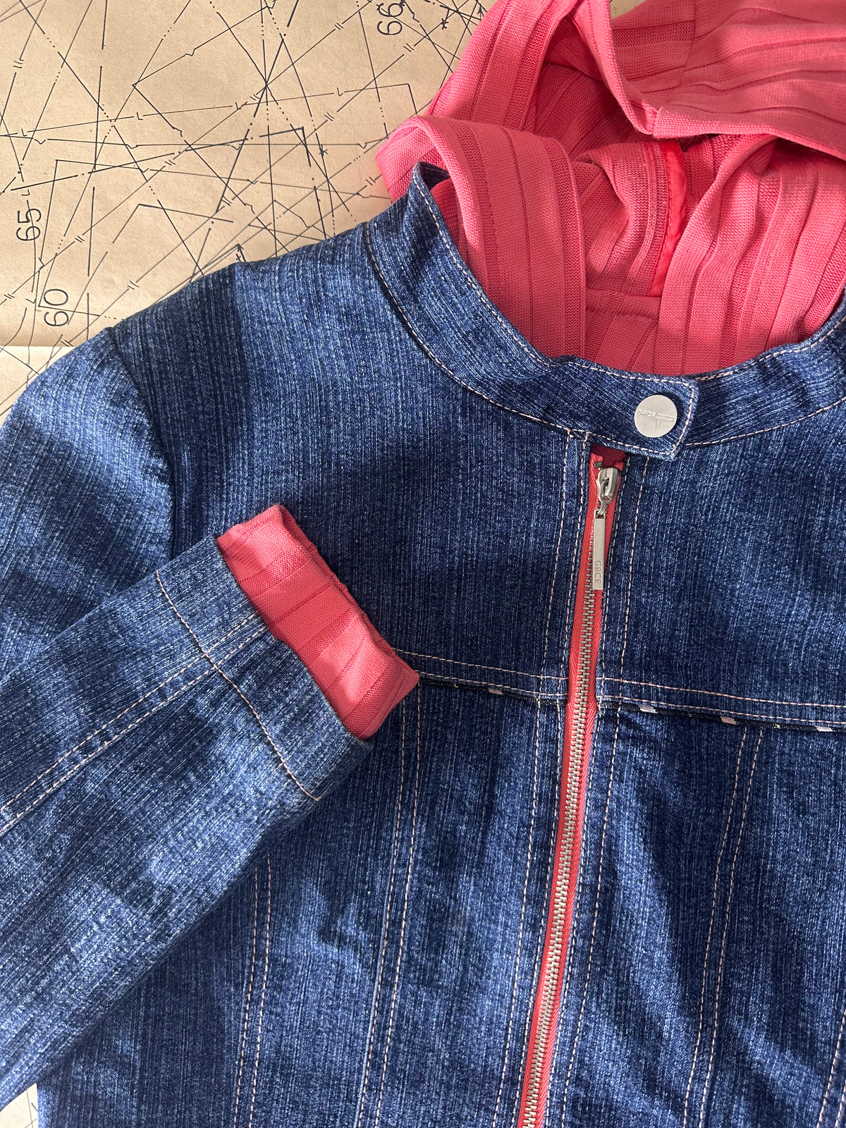 Pink Hooded Denim (Small)