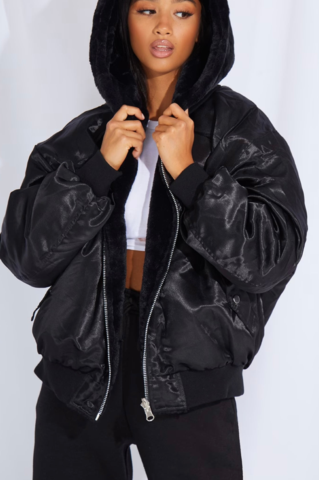 Oversized Reversible Bomber Jacket - Plt