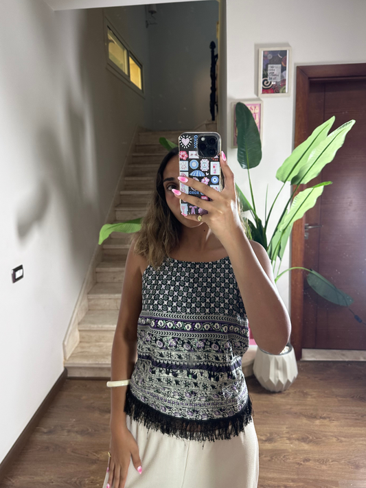 Printed Black Top (medium)