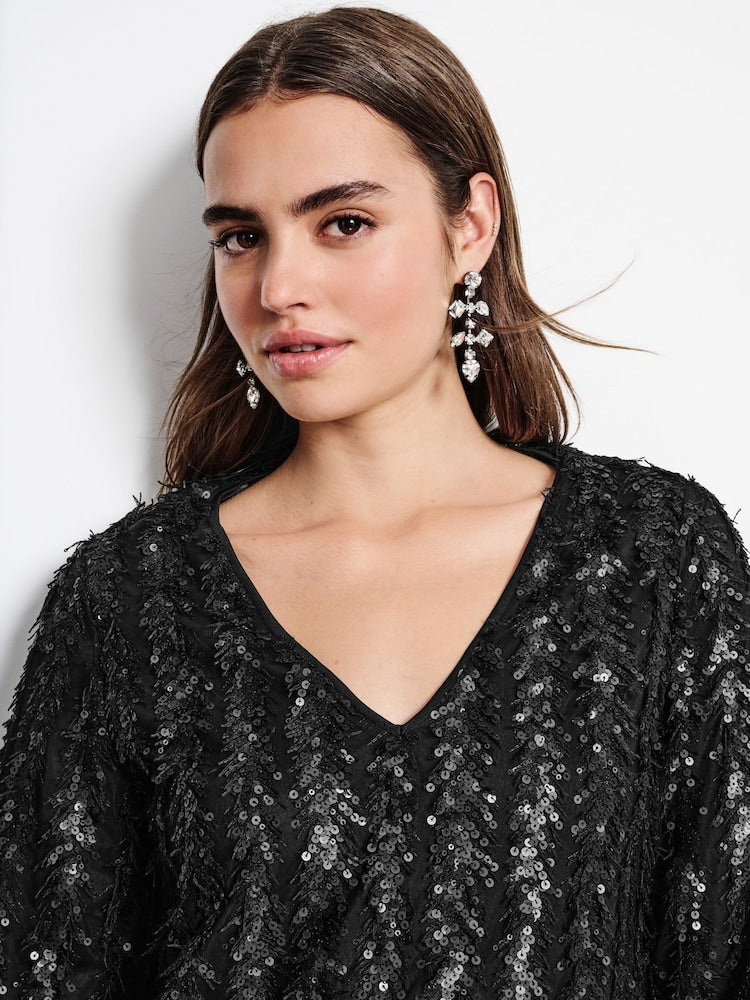 Fringe Sequin Midi Dress (Small)