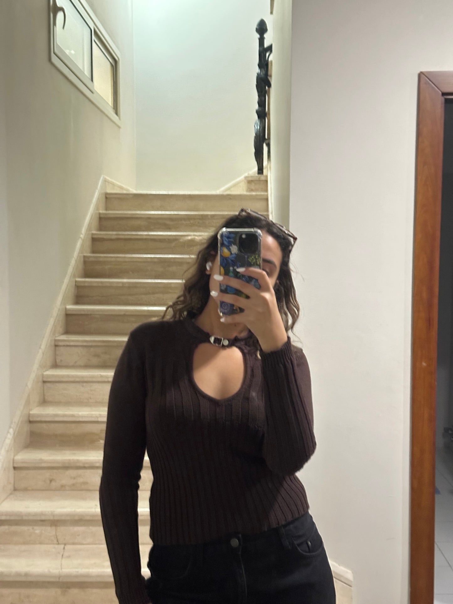 Brown Vintage Ribbed Top