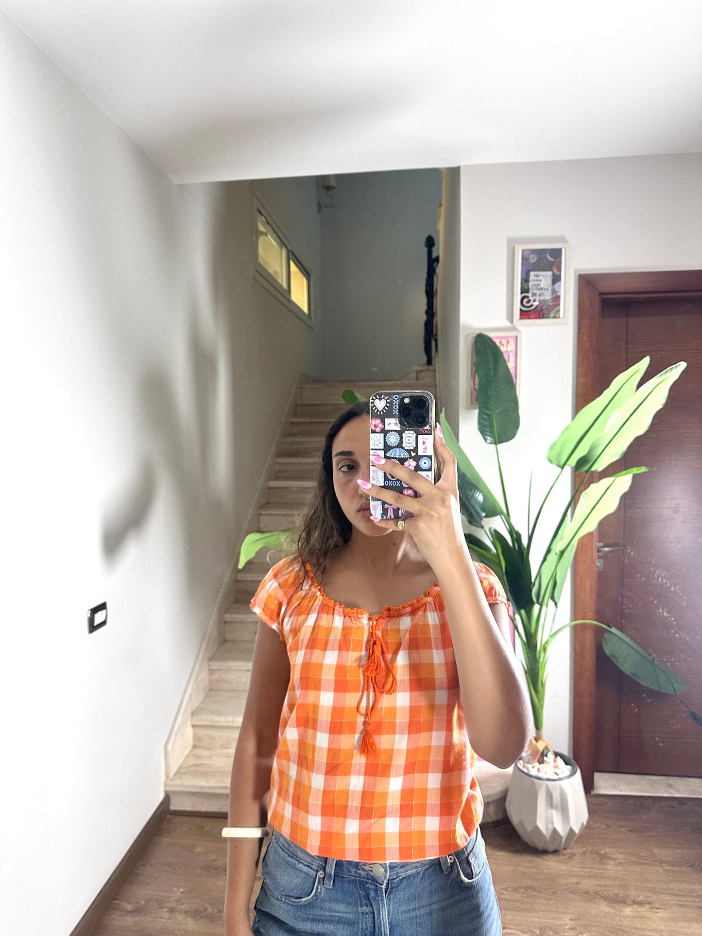 Orange Checkered Shirt (Large)