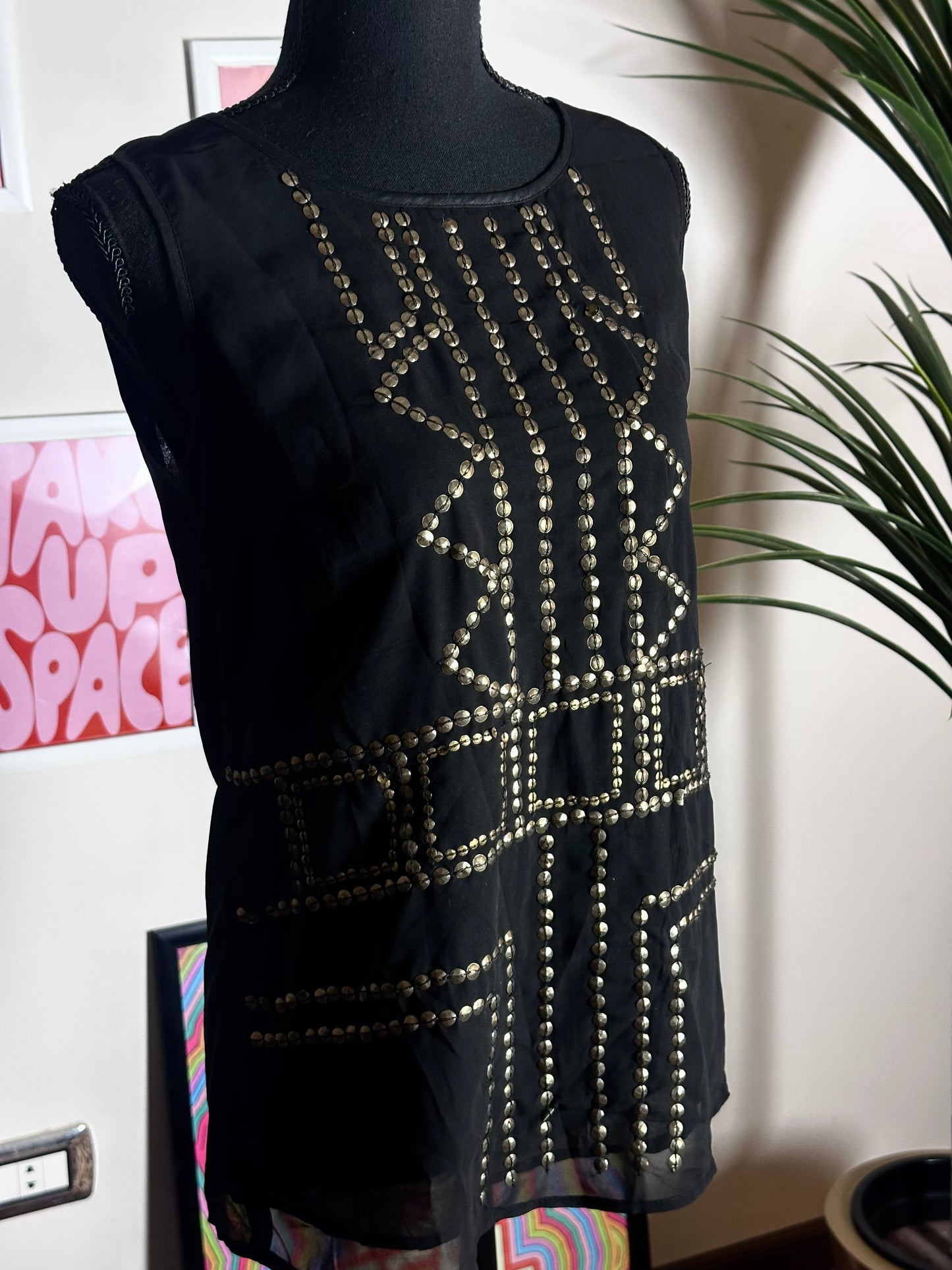 Sequins Mesh Blouse (Large)