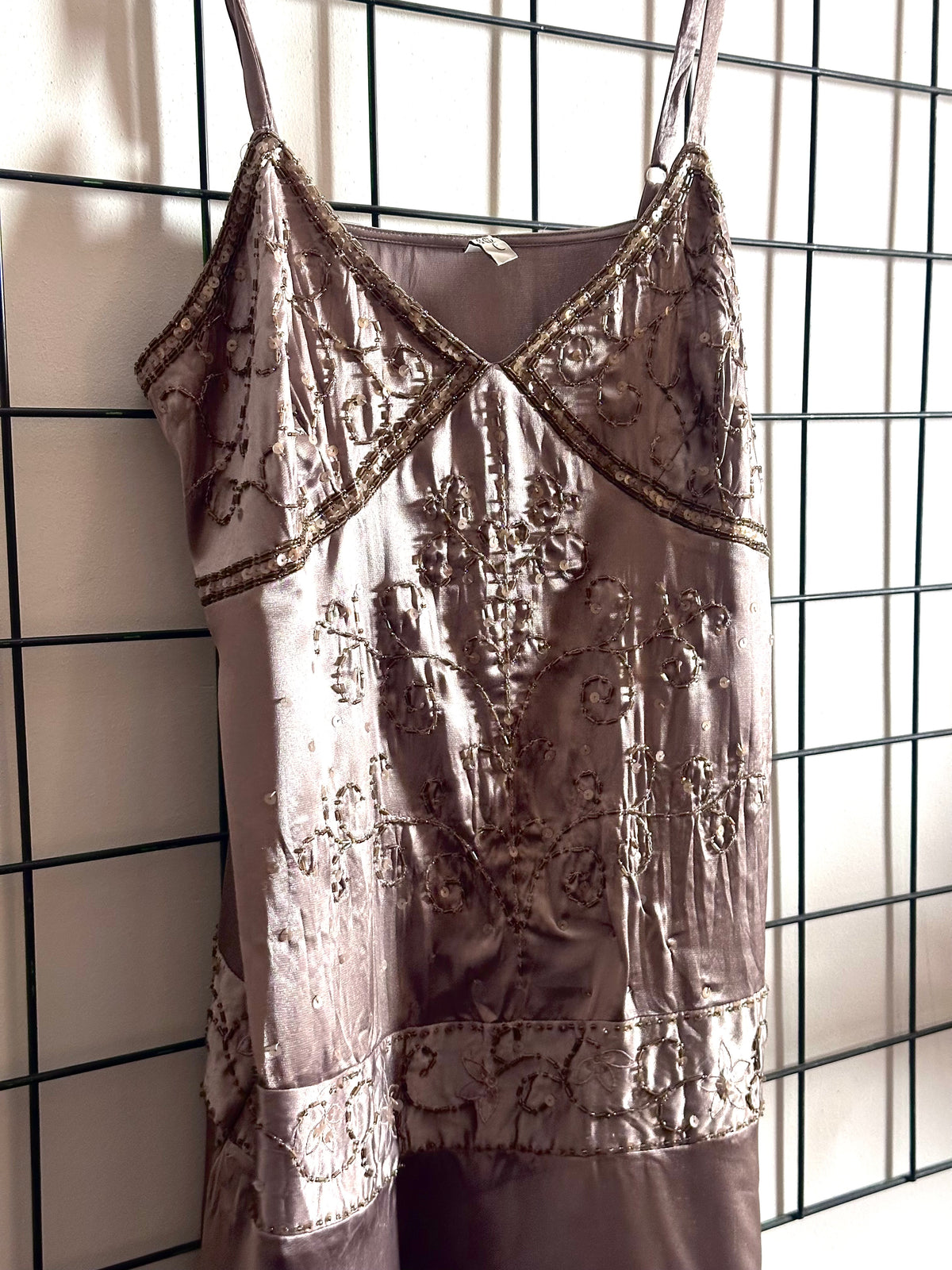 Y2K Satin Embroidery Dress (Medium)