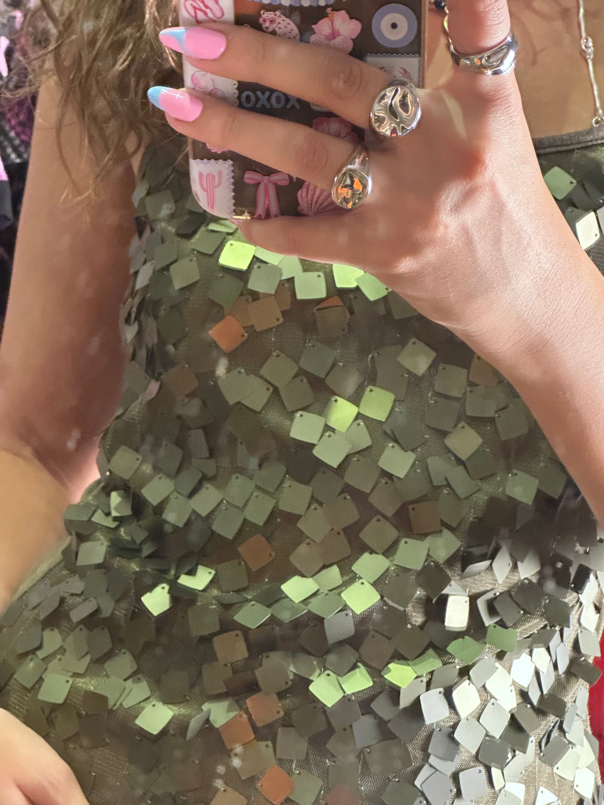 Olive Sequin Cami (Small)
