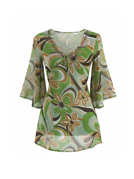 Floral Sheer Sequin Top (Small)