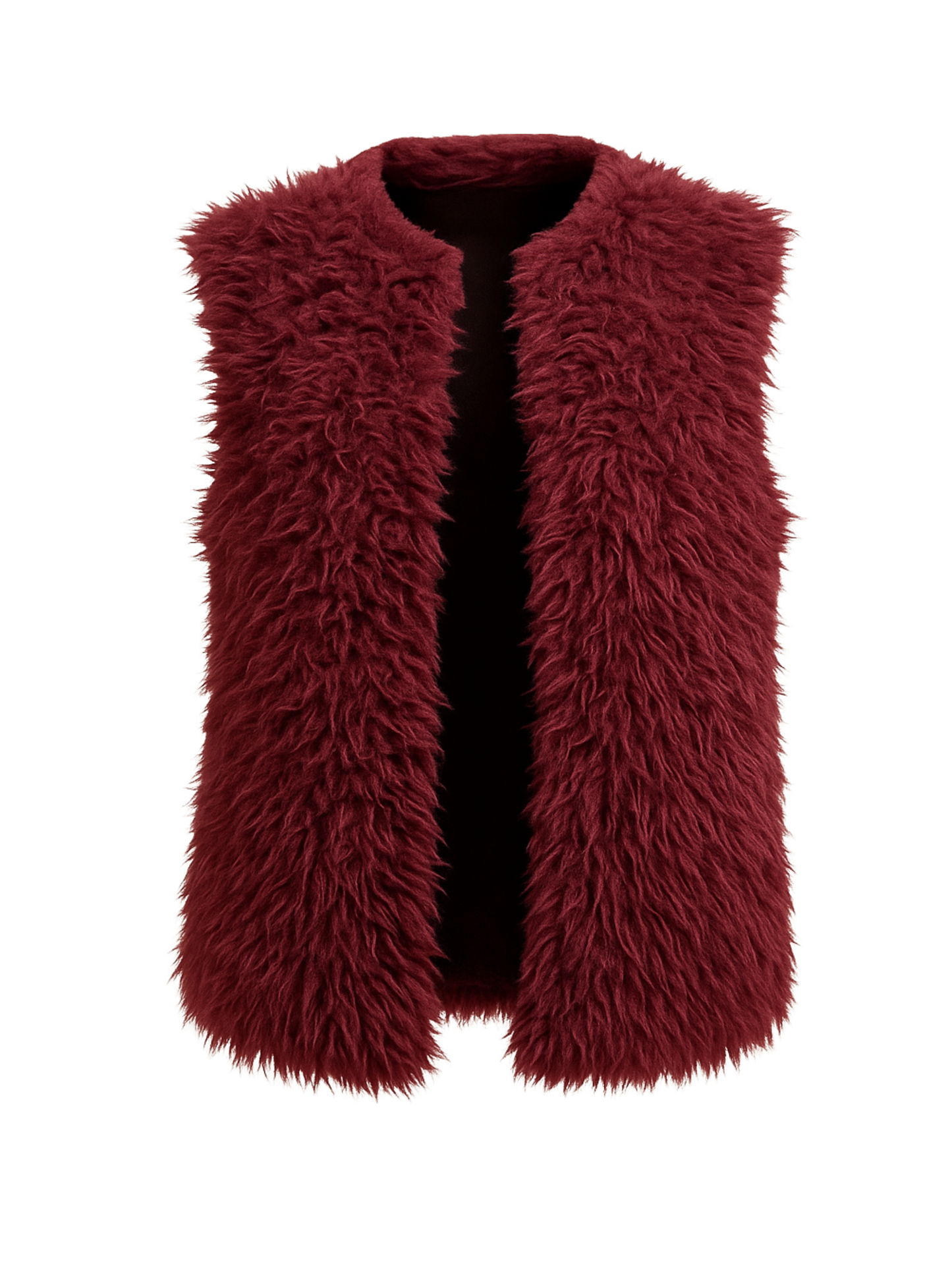 Burgundy Fur Vest - Amisu