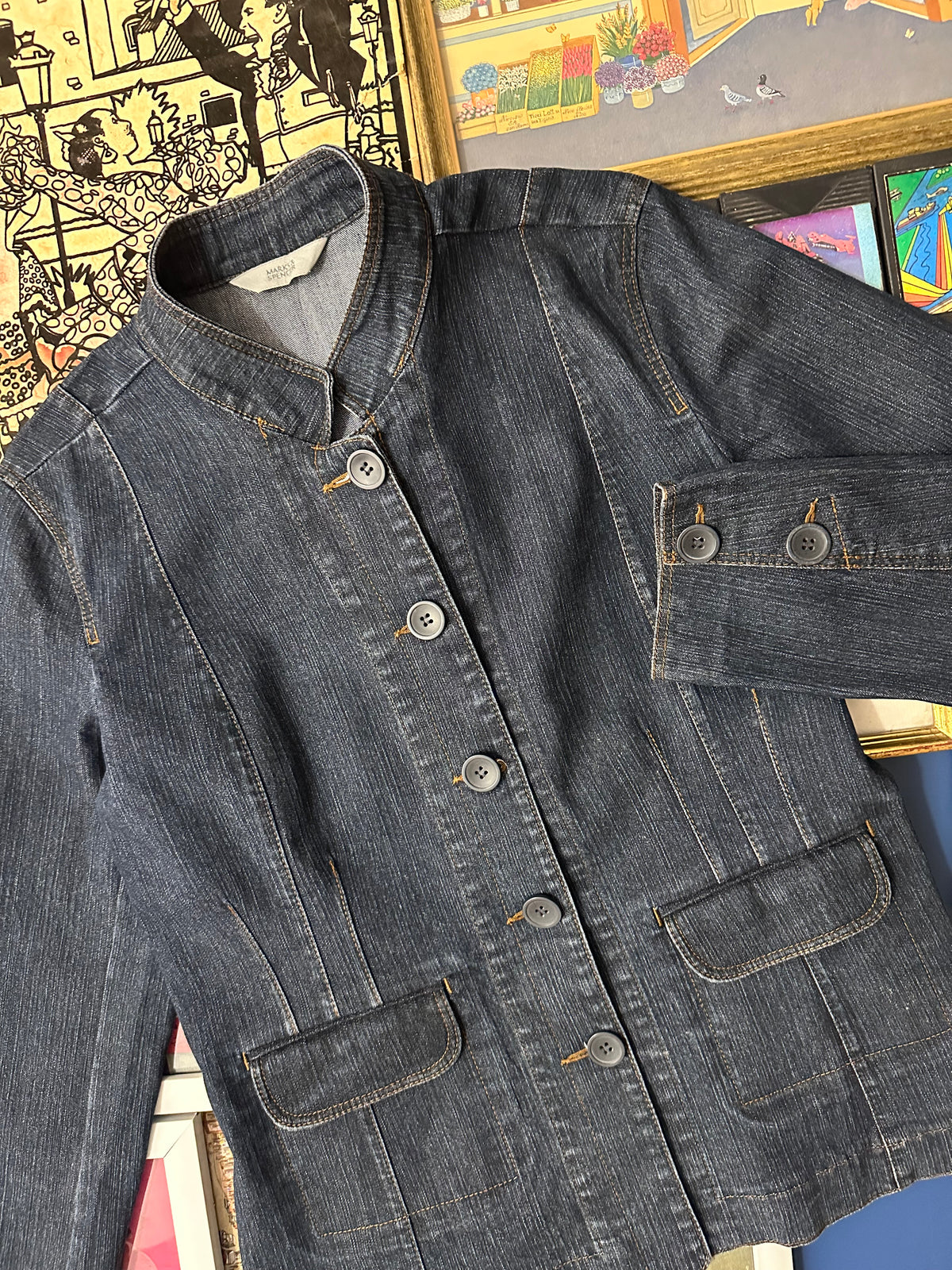 Buttoned Dark Wash Denim (Large)