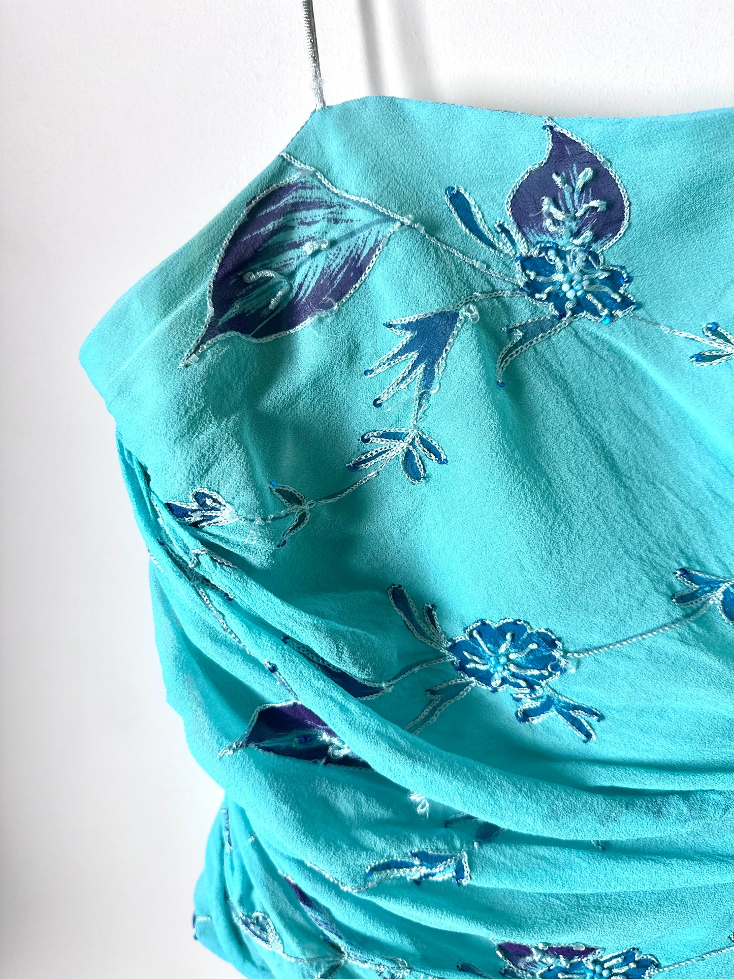 Turquoise Cami with embroidery (Medium)