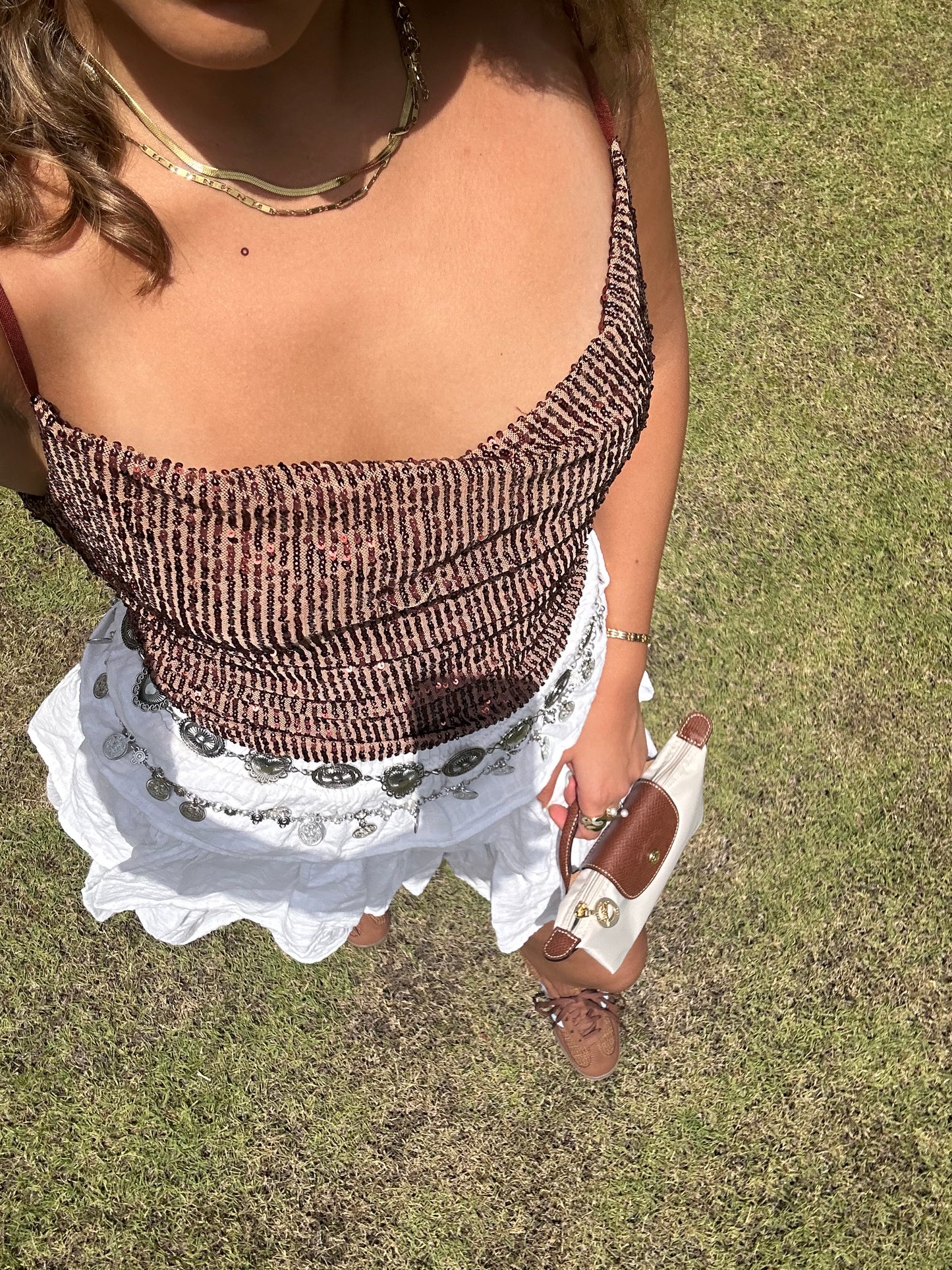 Draped Sequin Top - Stradivarius