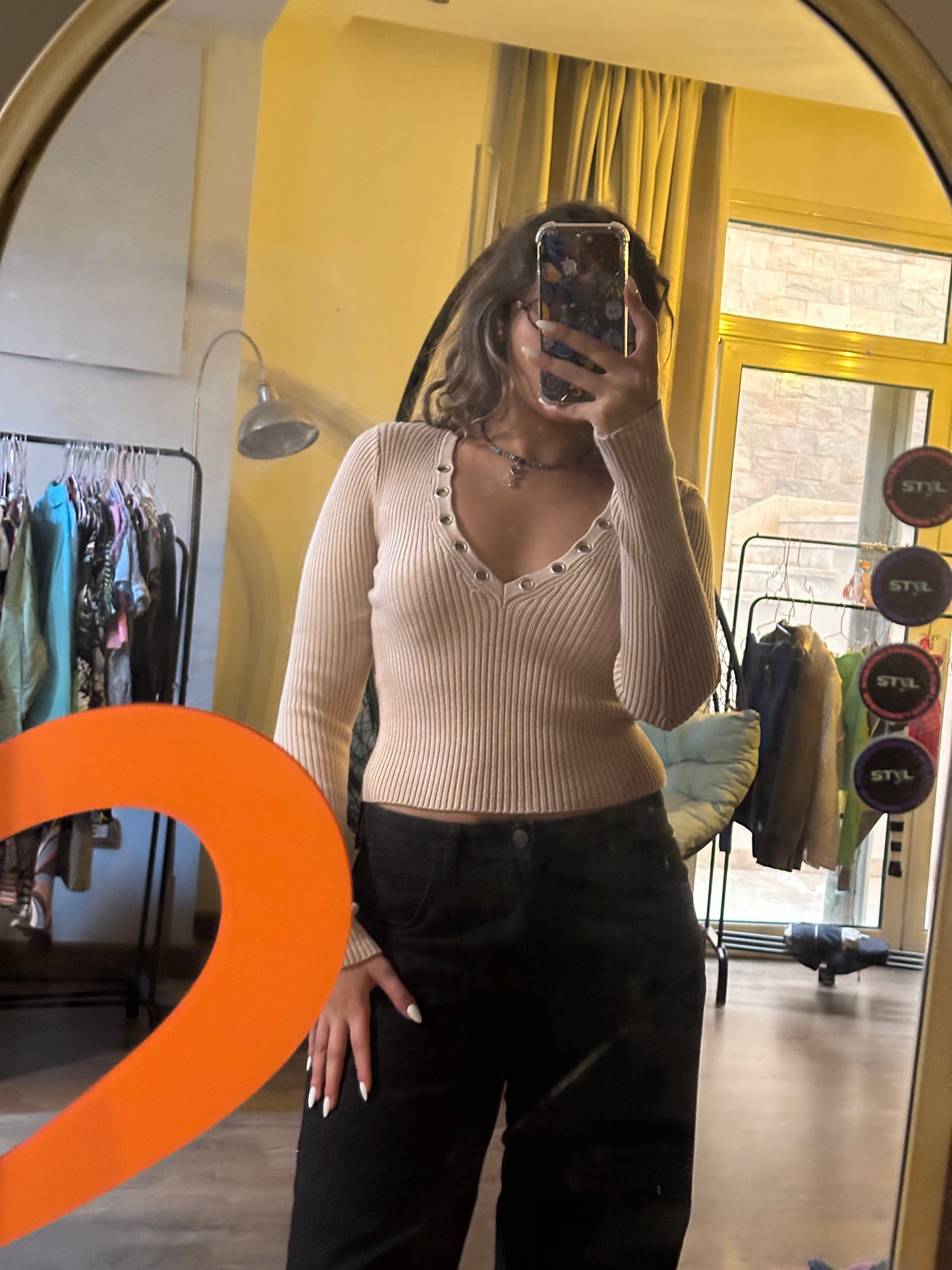 Beige Knitted Top - Bardot