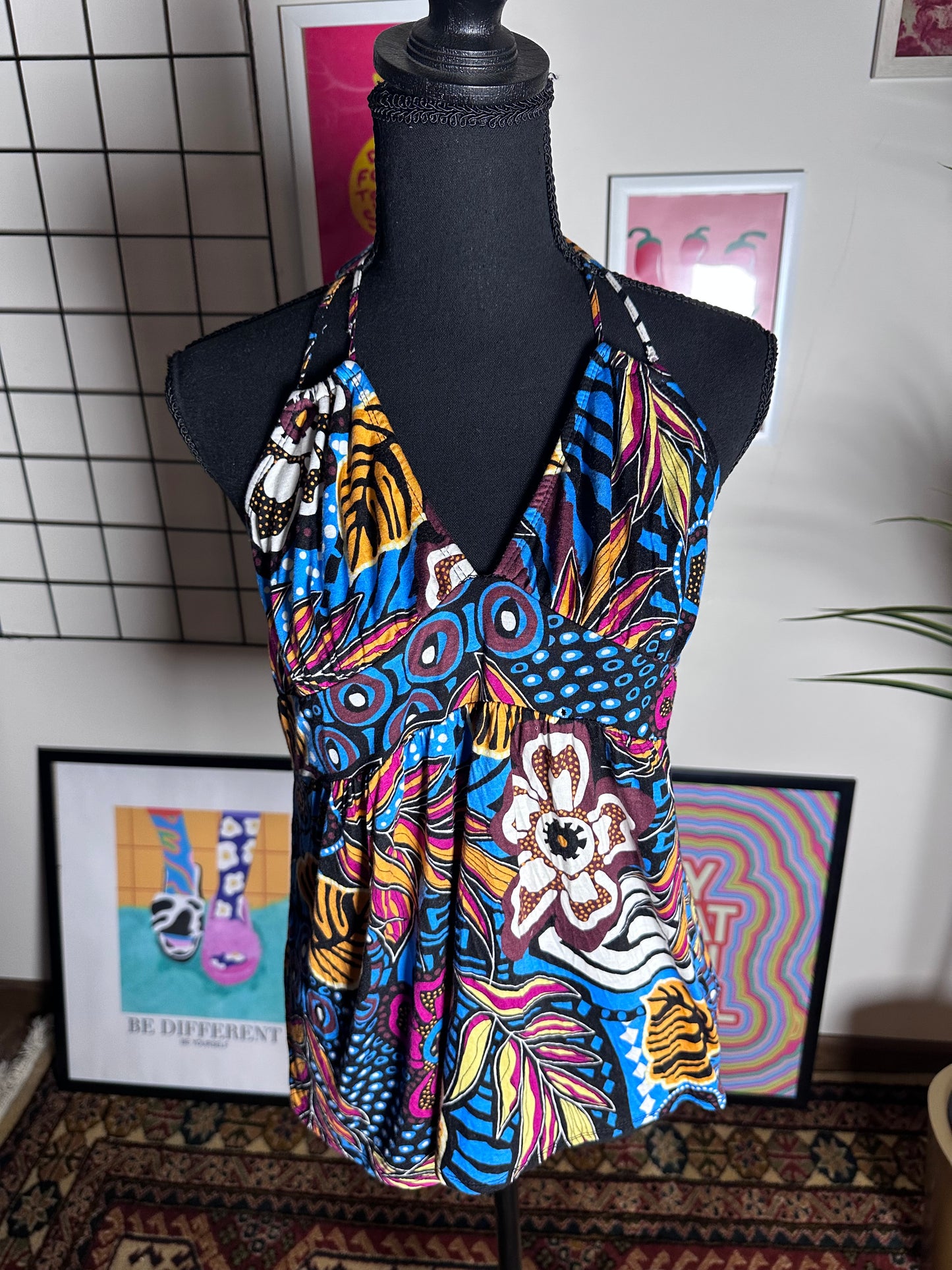 Vibrant Abstract Halter Top (Large)