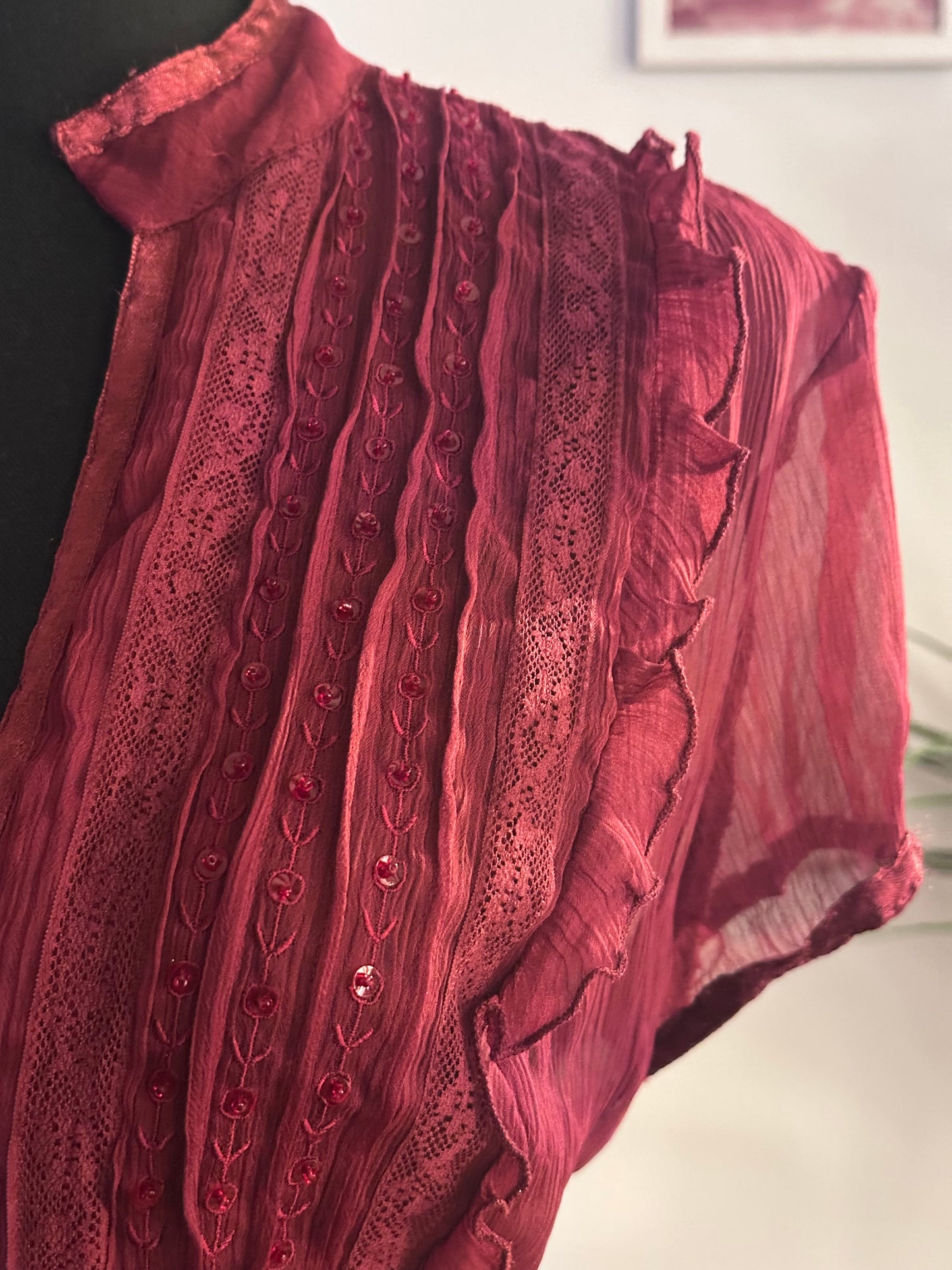 Cranberry Ruffle Top (Large)