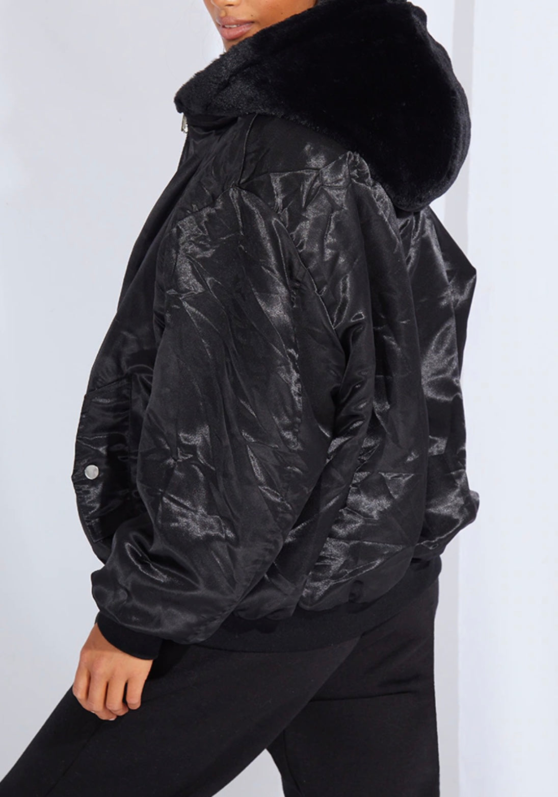 Oversized Reversible Bomber Jacket - Plt