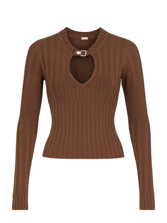 Brown Vintage Ribbed Top