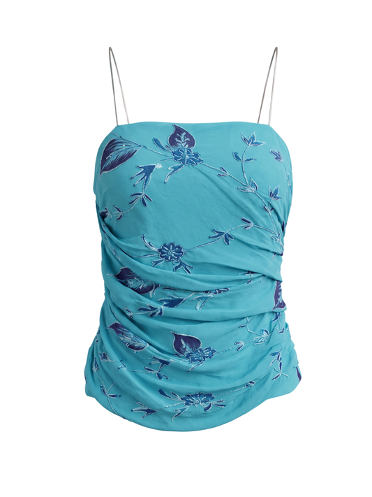 Turquoise Cami with embroidery (Medium)