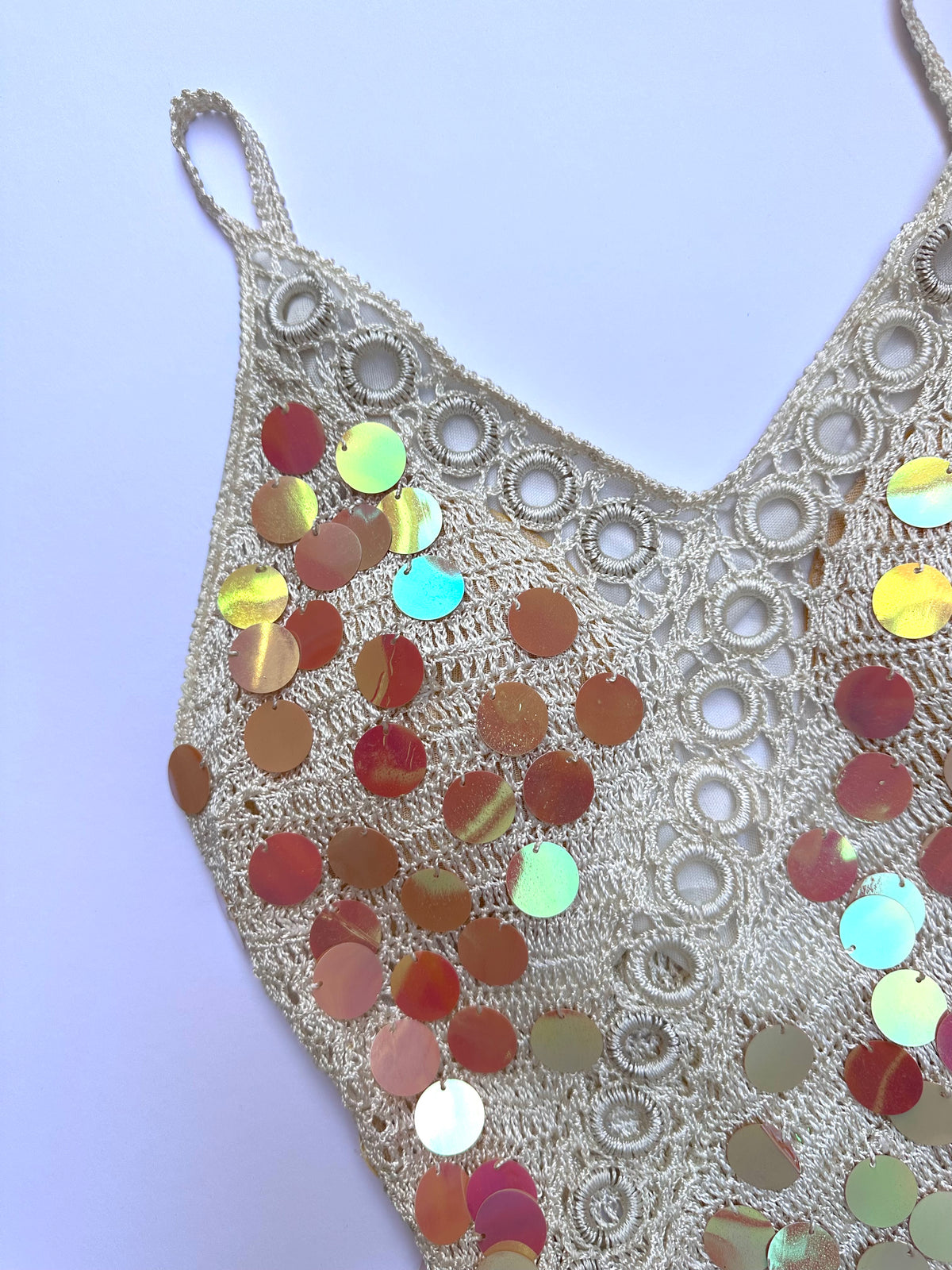 Crochet Sequined Padded Top (Medium)